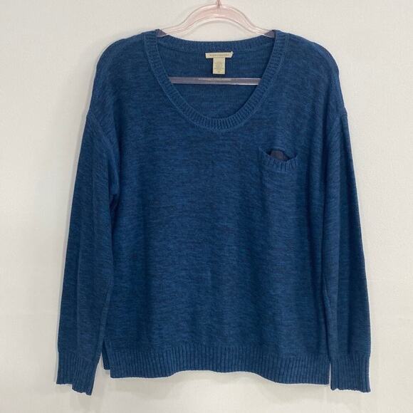 White + Warren Cotton Boxy Cut Sweater Women's Medium Blue - Picture 1 of 8